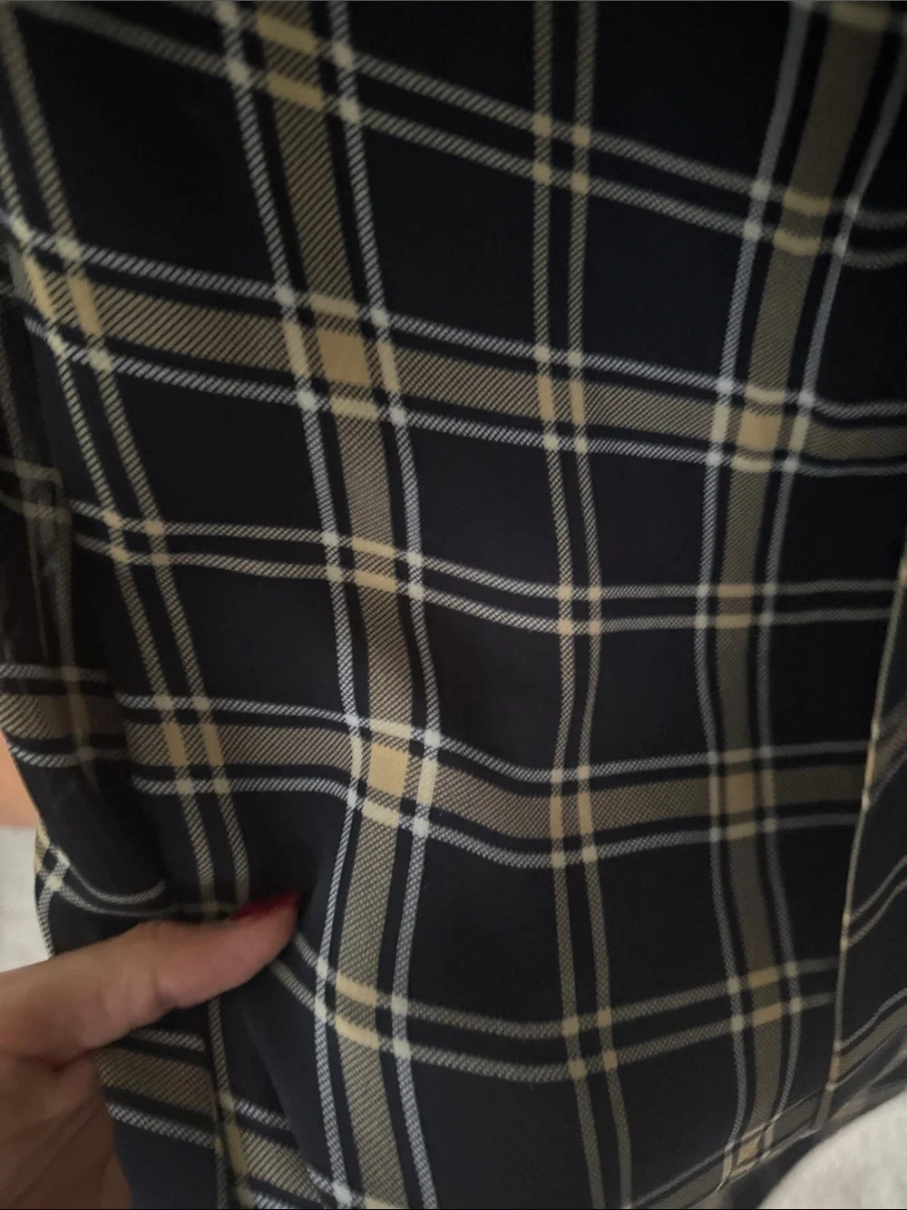 Michael Kors Navy & Cream Plaid Bow-Neck Long Sleeve Shift Dress